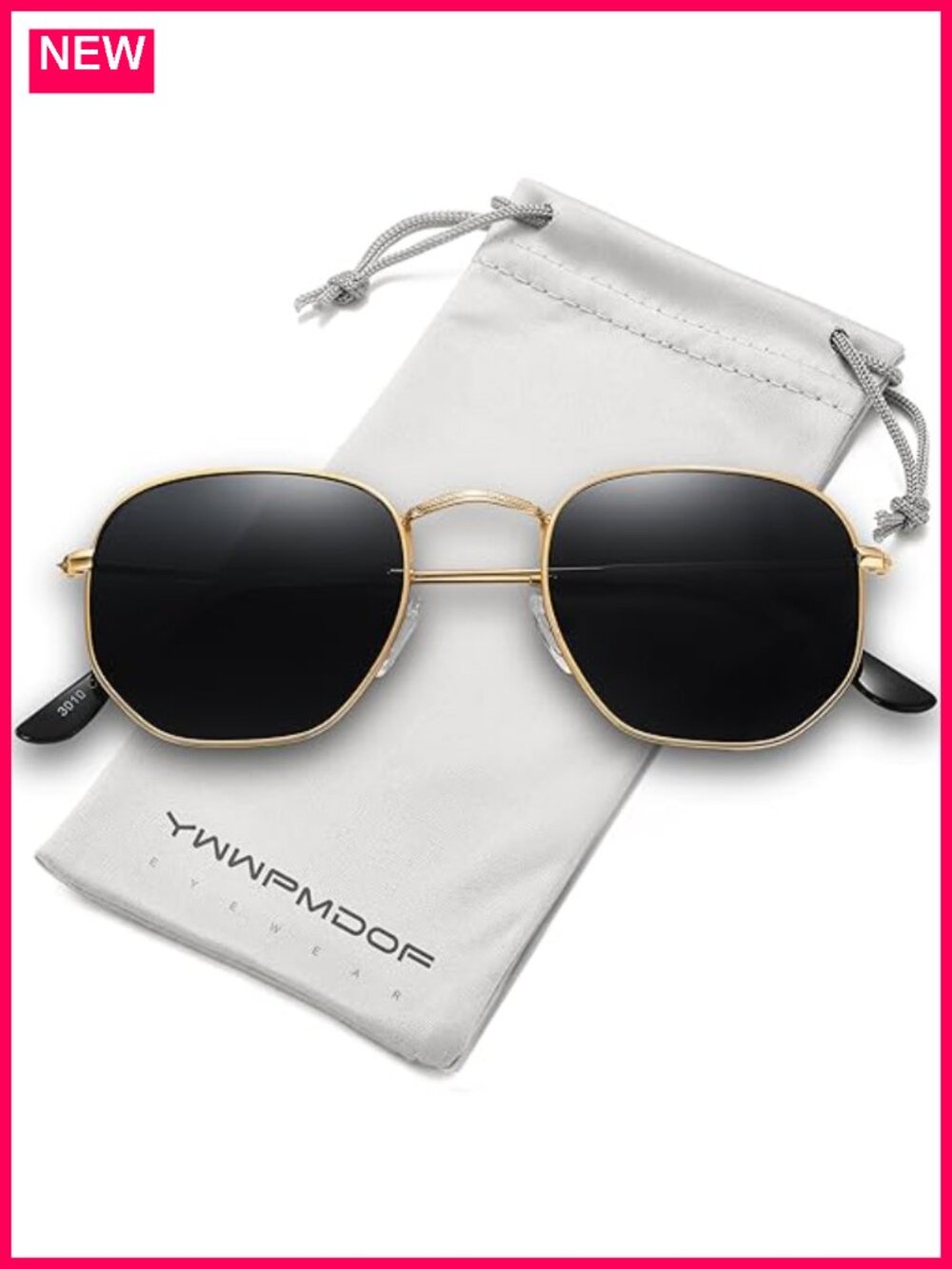 Polarized Hexagonal Sunglasses UV Protection Metal Frame